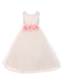 Kids Dream Big Girls Ivory Pink Floral Satin Junior Bridesmaid Dress 8-14 - SophiasStyle.com